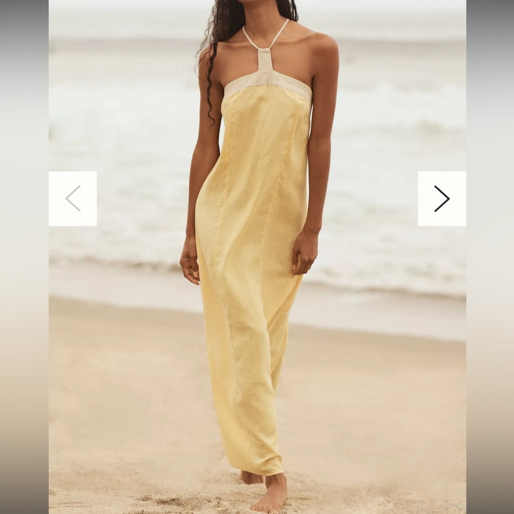 Anthropologie Linen Column Maxi Dress